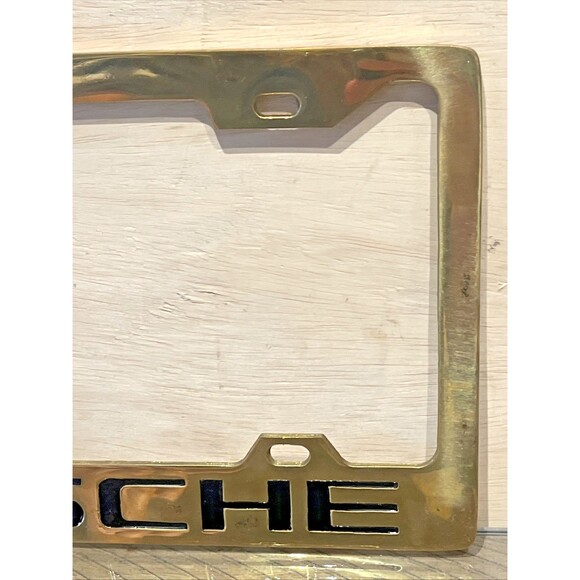 Porsche License Plate Frame Solid Brass Vintage 1970s/80s Taiwan Rare HTF - Picture 4 of 10